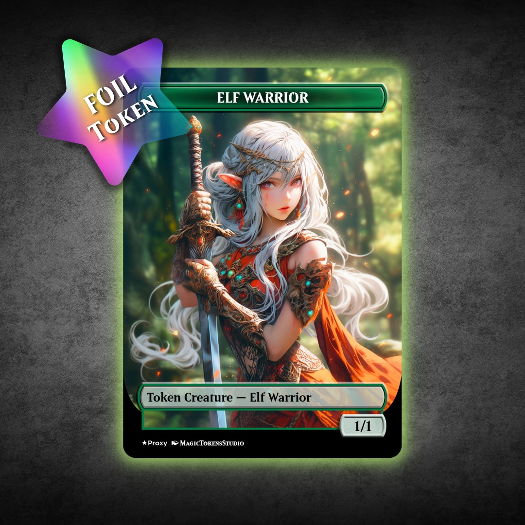 MTG Foil Elf Warrior Token Custom MTG Proxy Cards Anime - Etsy