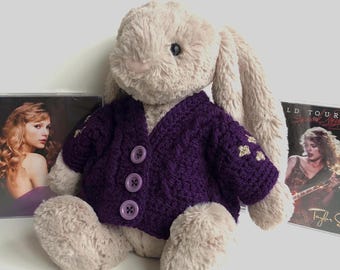 Handmade Crochet ‘Speak Now’ Inspired Cardigan, Made To Order To Fit Jellycat Medium Bashful Bunny