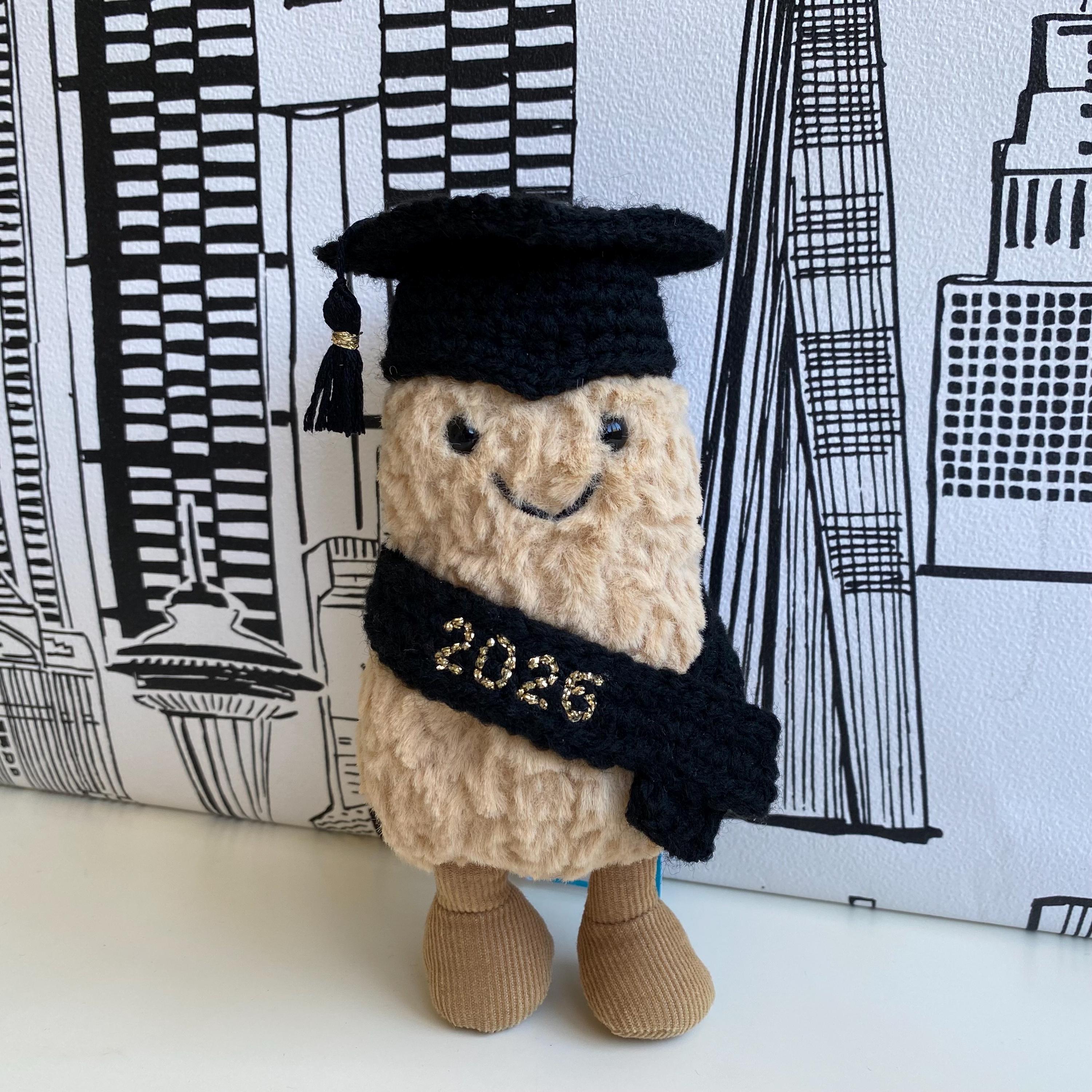Crochet Graduation Hat & Sash, 2026 or 2027, to Fit Jellycat