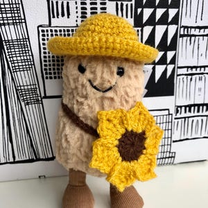 Handmade Crochet Sunflower Outfit For Jellycat Amuseables Peanut