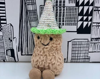 Gorro de cumpleaños de ganchillo hecho a mano para Jellycat Amuseables Peanut