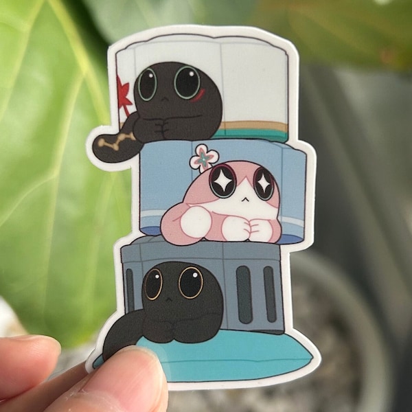 Astral Express Trio Kitty Cake Stickers | Star Rail Dan Heng, March 7th, Stelle/Caelus Critter Stickers