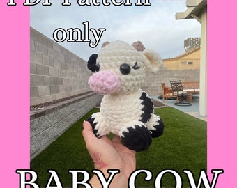 Cow Crochet Pattern Beginner Friendly Amigurumi Baby Cow stuffed animal pdf Carl the cutie cow pattern Download