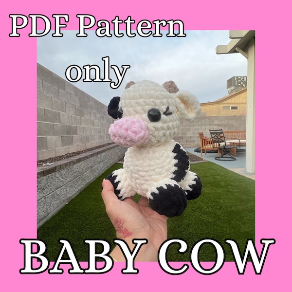 Cow Crochet Pattern Beginner Friendly Amigurumi Baby Cow stuffed animal pdf Carl the cutie cow pattern Download