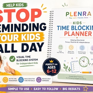 Kids Time Blocking Planner, Daily Visual Schedule for Kids, ADHD Routine Chart, Time Management Worksheet, Executive Function Printable