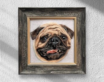 Custom Wool Felt Framed Pet Portrait  Needle Felted Dog Wool Felt Framed Memorial Gifts