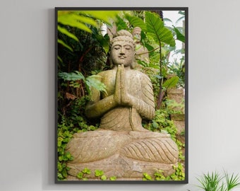 Buddha bön stor BALI, INDONESIEN - Stor väggkonsttryck, direkt digital nedladdning väggkonst, trendig dekor, fotografi, utskrivbar väggkonst