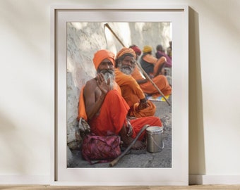 India Street Babas RISHIKESH, INDIA - Wall Art Print, Instant Digital Download, Wall Art, Trendy Decor, Photography, Printable Wall Art