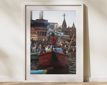 India River Boat Worker  VARANASI, INDIA - Wall Art Print, Instant Digital Download, Wall Art, Trendy Decor, Photography, Printable Wall Art