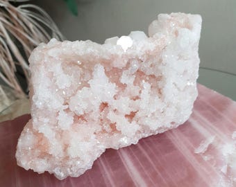 AAA rosa Apophyllite Cluster große Statementgröße Kristalle doppelseitig Zucker rosa Diamant Apophyllite selten und ausgezeichneter Glanz und Qualität
