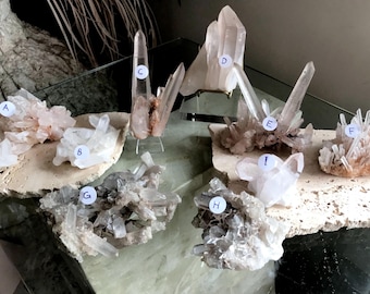 Pink Himalayan Quartz Clusters, Samadhi Quartz Specimens, Healing Crystals