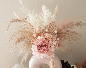 Arreglos florales secos personalizados, ramos de flores, flores naturales que duran toda la vida, decoración natural para el hogar, arreglos en jarrones, decoración del hogar, jarrón tipo donut