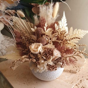 Dried Flower Arrangement: Everlasting Neutral Tones, Browns, Creams Home Decor
