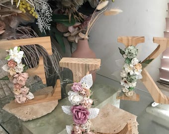 Wooden Floral Letter Decor: Nursery, Birthday, Cake Smash Centerpiece