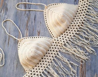 Crochet tops, festival top, crochet bustier and crochet bralette, boho crochet tops modern crochet, tassel bustier handmade