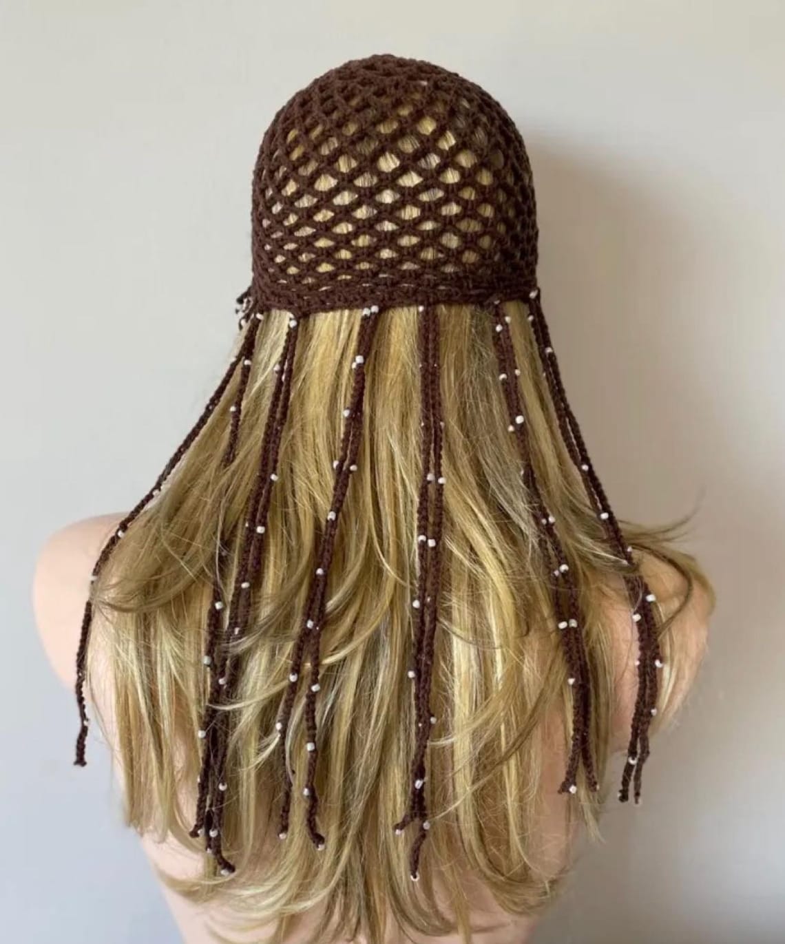 Crochet Brown Mesh Hat, All Color Skull Cap, Netted Mesh Cap, Handmade ...
