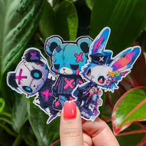 Adorable Fantasy Animals Waterproof Stickers Pack: Vibrant Bunny, Panda And Bear Stickers, Perfect for Bullet Journals, Laptops, and More!