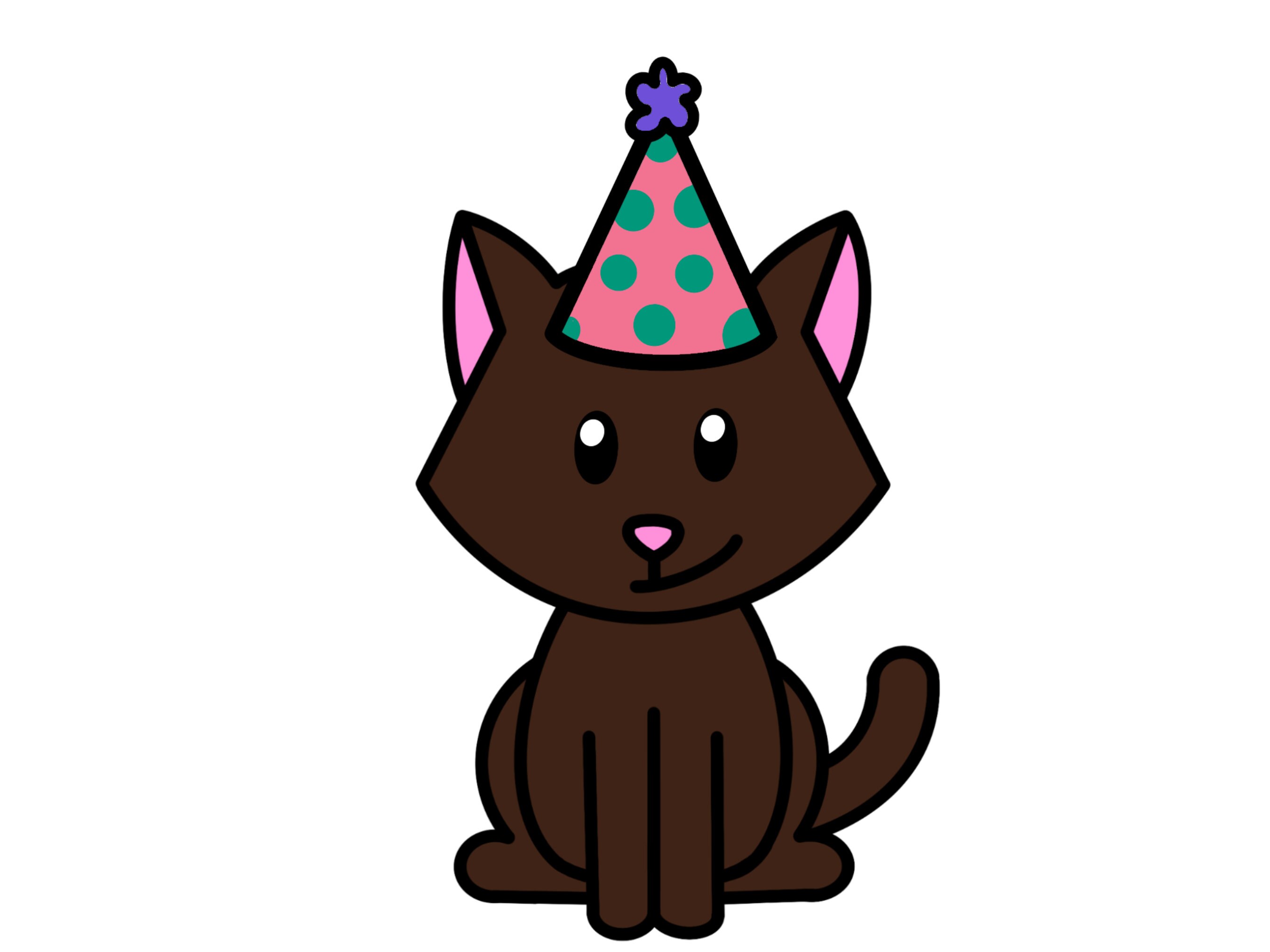 Birthday Cat Clipart Cat With a Hat Cat Clipart Kitten Etsy