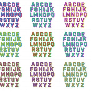 2" Block Shadow Embroidery Font, A-Z Uppercase Letters, PES/BX Format, Instant Digital Download