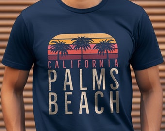 California Palm Beach T-Shirt: Unisex Short Sleeve Tee with Palm Tree Print | vacation t-shirt, travel t-shirt, summer beach t-shirt