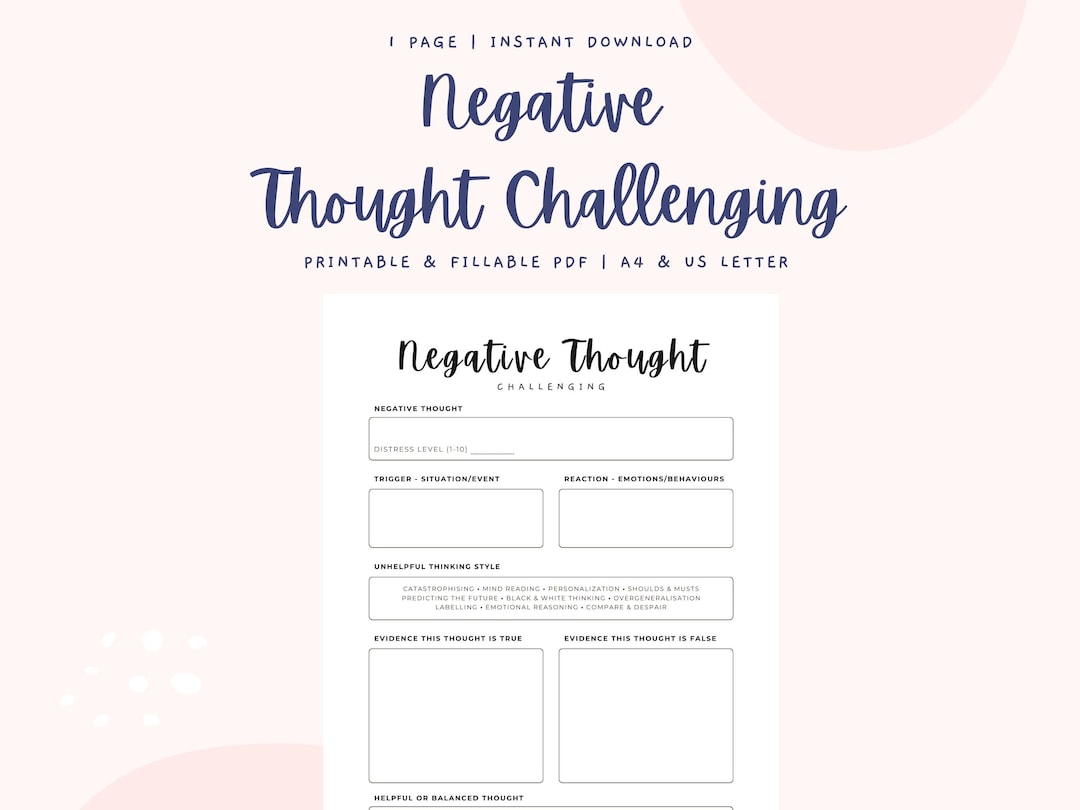 CBT Worksheets Therapist Planner Therapy Notes Printable Mental
