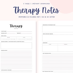 May include: A printable therapy notes template in black and white. The template includes sections for client name, session date, mood check, session agenda, session notes, safeguarding concerns, resources and techniques used, topics for next session, homework, post session notes, and next session time and date.