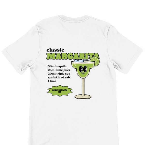 MARGARITA CARTOON TSHIRT | Vintage Tee | Cocktail Recipe Shirt | Aesthetic Tshirt | Bartender Gift | Gift for Him/Her