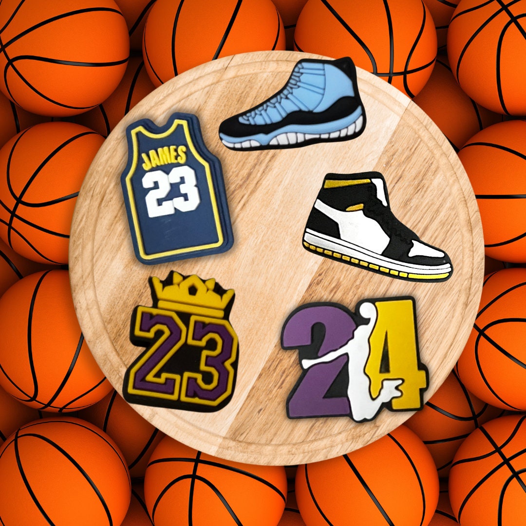 5 PCS Basketball Croc Charms, Sports Shoe Jibbitz, Ball Shoe Charm