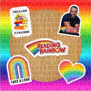 Levar Reading Sticker, Nostalgic, 90s TV Show, PBS, Kindle Sticker, Rainbow, Bookish, Book Lovers Stickers, Take a Look, Colorful Decals