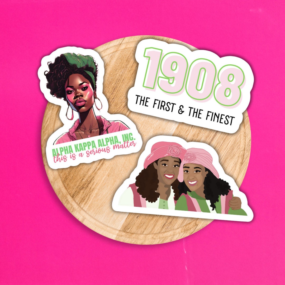 3 PCS AKA 1908 Sorority Sticker, Alpha Kappa Alpha Sorority Sticker