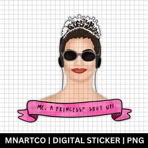 Carnets de princesse, Mia Thermopolis, autocollants numériques Disney, Princesse Tais-toi, Stickers films de l&#39;an 2000, Sublimation de fête