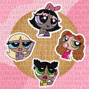 Melanin Powerpuff Girl PPG, Girly Carton Sticker, Y2K Girly Sticker, Melanin PPG Character, Kawaii Decals, Nostalgic Vinyl Stickers