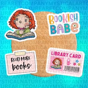 As Told By Ginger Sticker, Bookish Babe, Read More Books, Pink Library Card Vinyl Stickers, Reading Lover Stickers, Book Lover Stickers