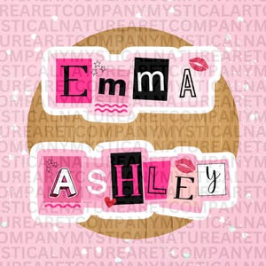 Custom Mean Girls Style Sticker, Y2K Fetch Movie Sticker, Millennial Burn Book Name Font, Vinyl Sticker, Personalized, Pink 90s Font, Gift
