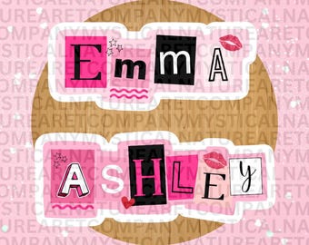 Custom Mean Girls Style Sticker, Y2K Movie Quote Sticker, Personalized Name, Pink 90s Font