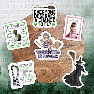 Wicked Witch Stickers, Glinda, Elphaba, Popular, Green and Pink, Movie Stickers, Cynthia, Ariana, Broom, Popular, Gravity