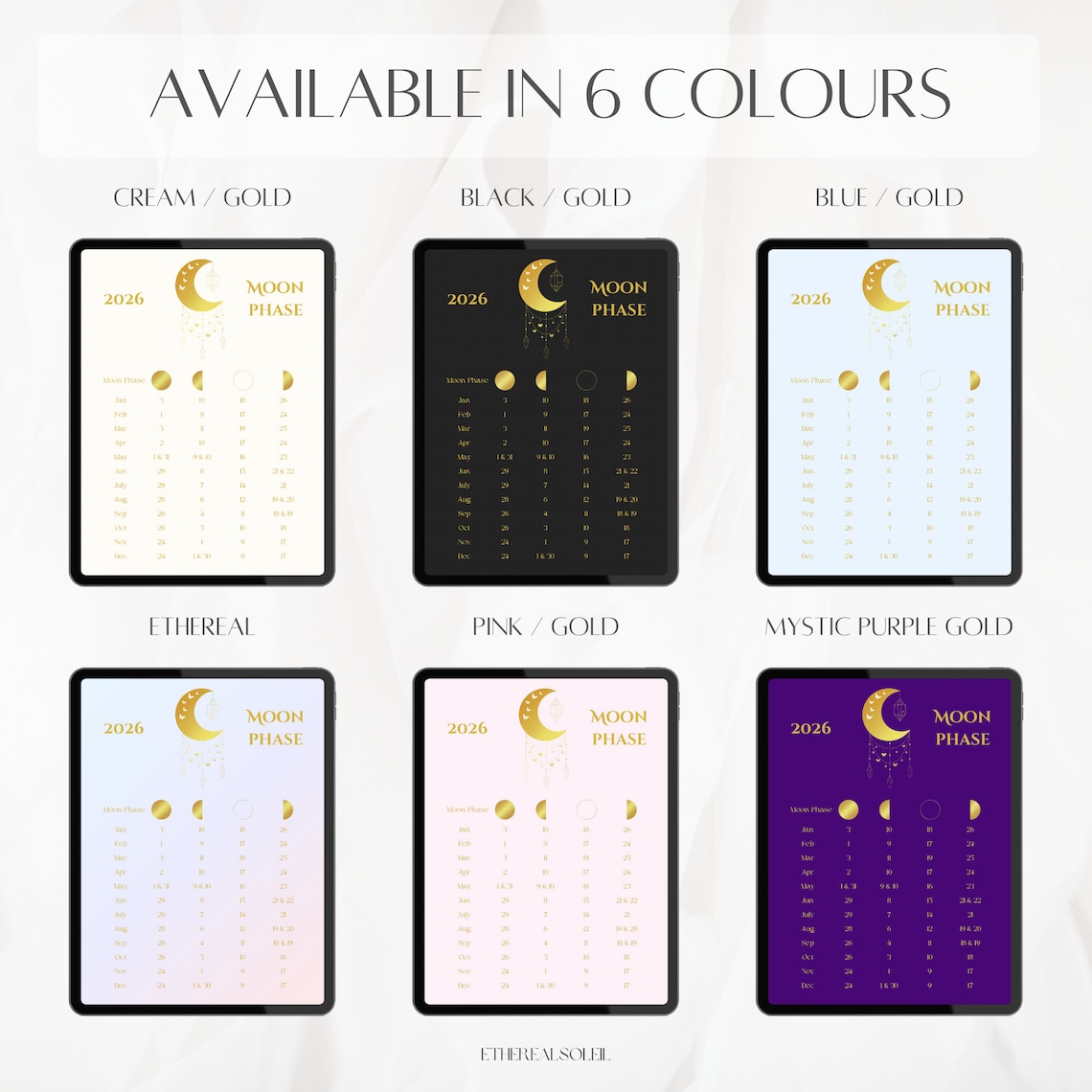 Moon Phase Calendar 2026, Lunar Calendar, Moonphases, Moonphase