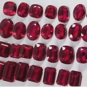 100 Ct Burmese Ruby Lot, Certified Faceted Loose Gemstone, Flawless Ruby Gemstone, Natural Ruby Lot for Jewelry Making, July Birthstone