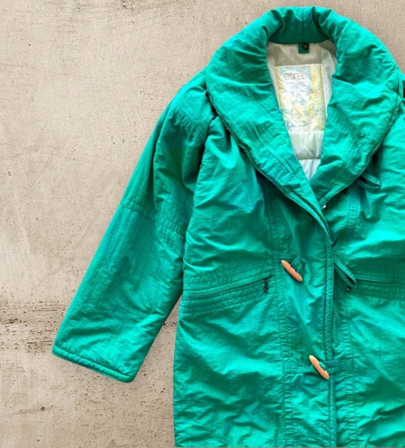 Etirel Brand Vintage Long Coat, Green Ski Coat fo… - image 3