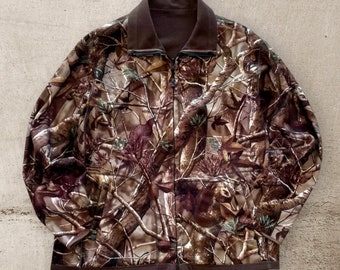 Wolf Mountain Mossy Oak Camouflage, Reversible Fleece/Raincoat Hunting Jacket, Hubertus Hunting, Deer Hunting Themed Jacket, 40's 50's