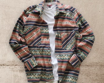 Ethnic Patterned Vintage Lumberjack Shirt, 80's Pastel Aztec Pattern, Navajo Shirt