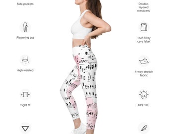 Music note Leggings with pockets