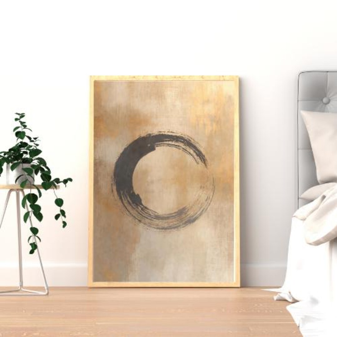 Ensō Zen Circle Poster - Japanese Ink Gold Texture Minimalist Living ...