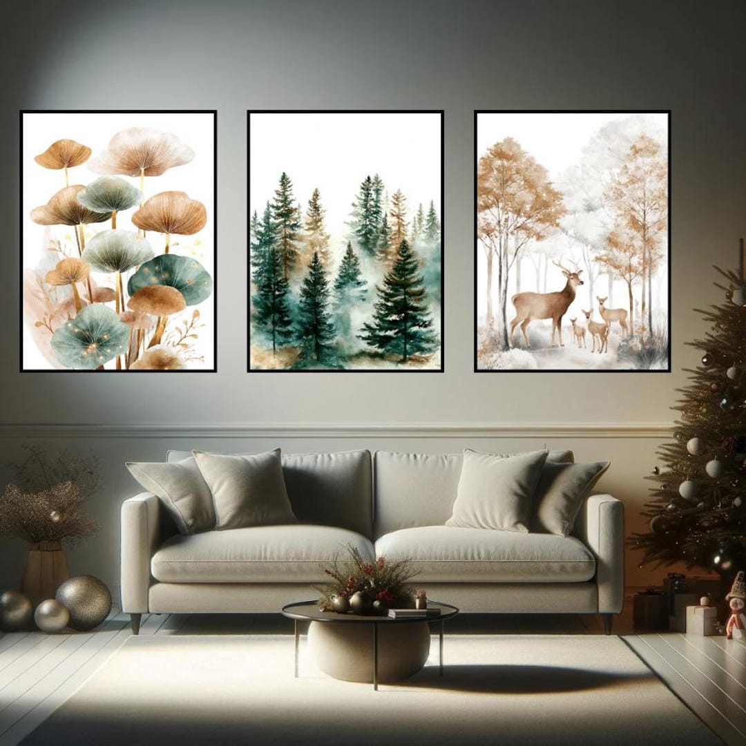 Enchanted Forest Wall Art Set | 3 Piece Nature Prints | Botanical ...