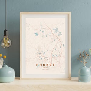Phuket Thailand Island Map Poster - Minimalist Map Wall Art Living Room Office Travel Memory Coordinates Digital Download
