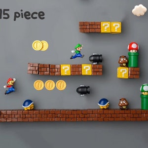 45pc Mario Magnet Toys for wall decor, house decor, gifts and events . kid toys mario bros fridge magnets
