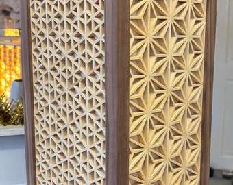 Handmade Japanese Kumiko Lamp, Wooden Andon Lantern, Table Lamp