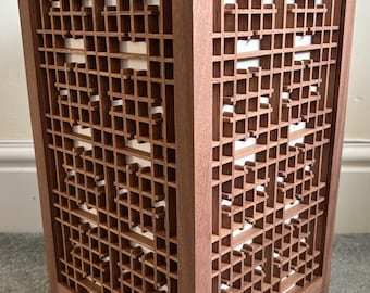 Lámpara Kumiko hecha a mano, linterna japonesa Andon, lámpara de mesa de madera