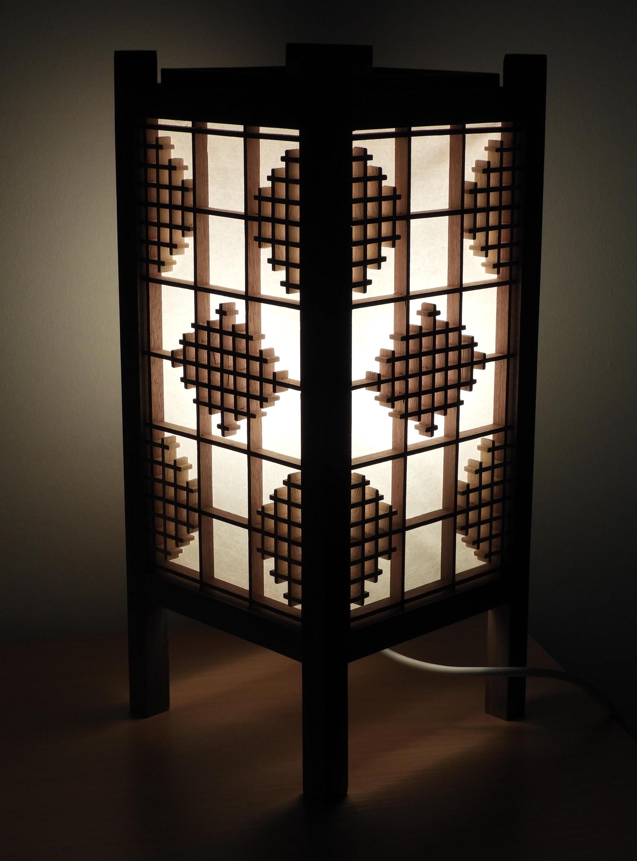 Handmade Kumiko Lamp, Japanese Andon Lantern, Wooden Table Lamp - Etsy