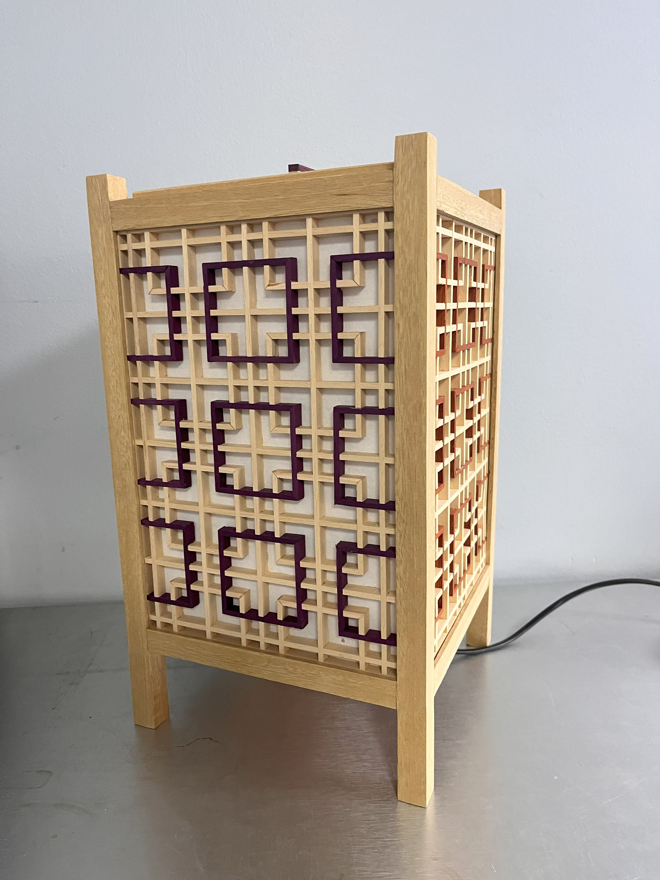 Handmade Japanese Kumiko Lamp Andon Handmade Wooden Lamp Etsy